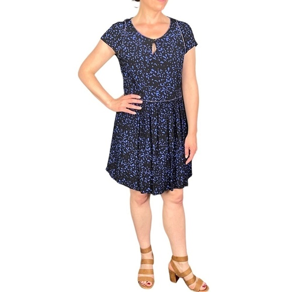 COMPTOIR DES COTONNIERS VISCOSE CRACKLE PANE RELAXED SHORT SLEEVE MINI DRESS - Picture 1 of 16